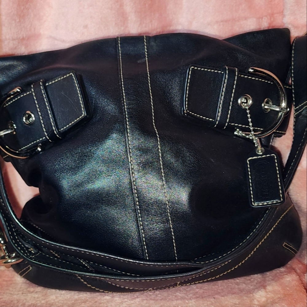 COACH Soho Slim Shoulder Bag; Black soft Leather